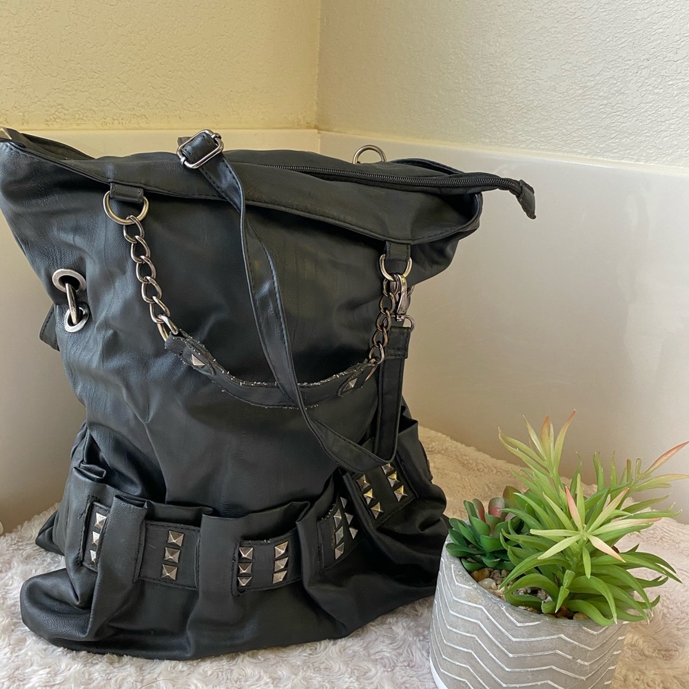 Beautiful Long Black Leather Purse with Studs - Picture 3 of 5